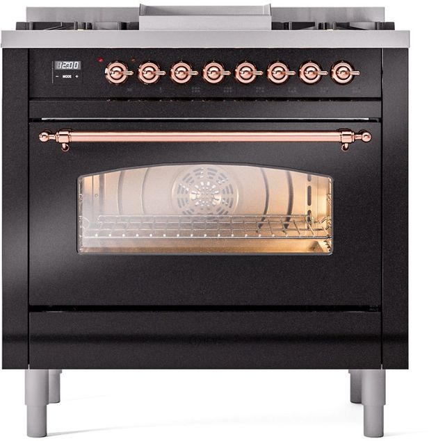 Ilve® Nostalgie II Series 36" Glossy Black Pro Style Dual Fuel Range-1