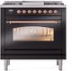 Ilve® Nostalgie II Series 36" Glossy Black Pro Style Dual Fuel Range-1