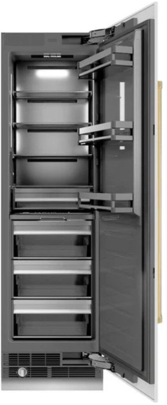 ZLINE Autograph Edition 24" 12.5 Cu. Ft. White Matte Column Refrigerator with Graphite Gray Interior and Polished Gold Accents-1