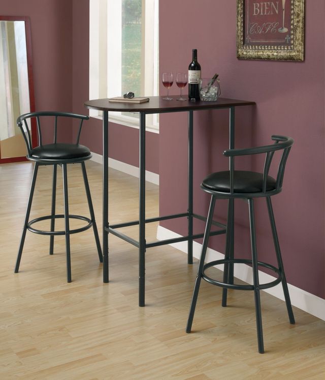 Monarch Specialties Inc. 24"X 36" Espresso Pub Table with Black Metal Frame-3