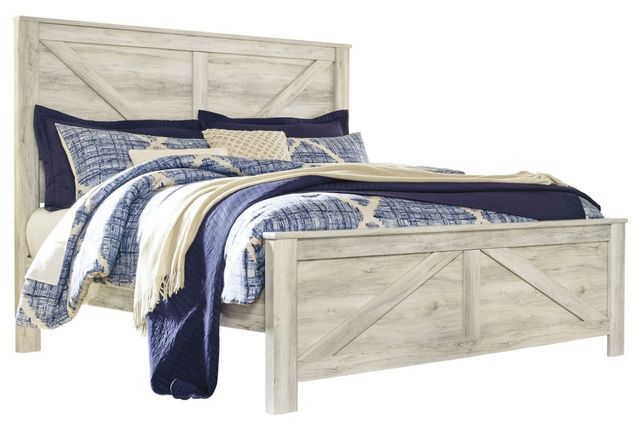 Signature Design by Ashley® Bellaby 2-Piece Whitewash King Crossbuck Panel Bed Set-1