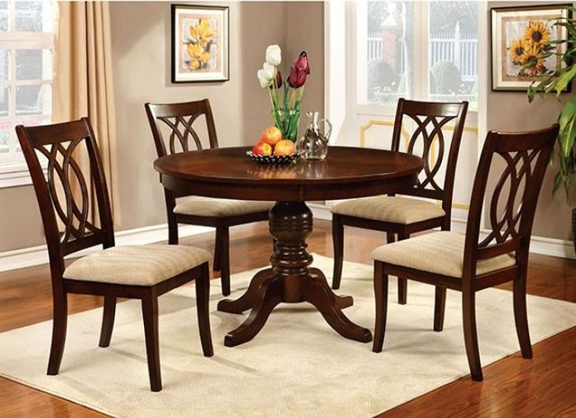 Furniture of America® Carlisle Brown Cherry Round Dining Table-1
