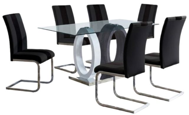 Global Furniture USA D1628DT 7-Piece Black/Silver Dining Set-0