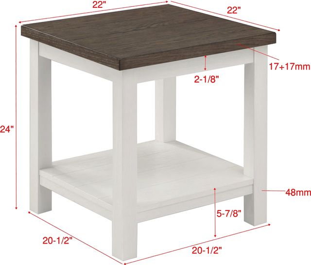 Crown Mark Dakota Brown End Table with White Base-2