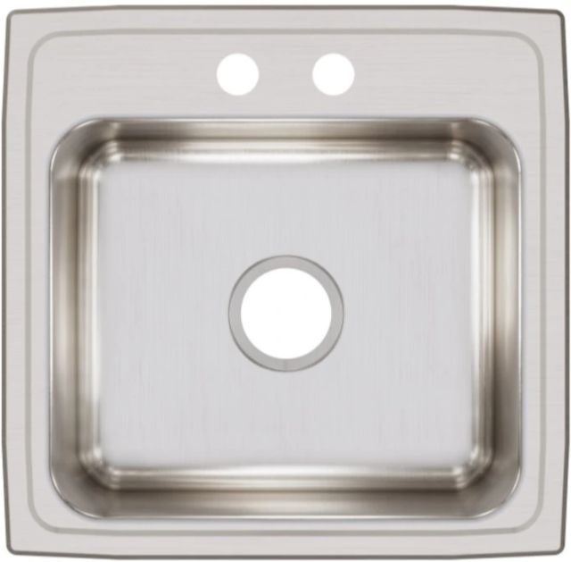 Elkay Lustertone® Classic Lustrous Satin 19-1/2" x 19" x 7-1/2" 2-Hole Single Bowl Drop-In Sink-1