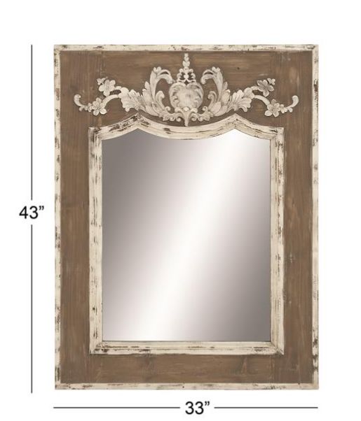 Deco Marche Brown Floral Vintage Inspired Acanthus Scroll Room Wall Mirror-2
