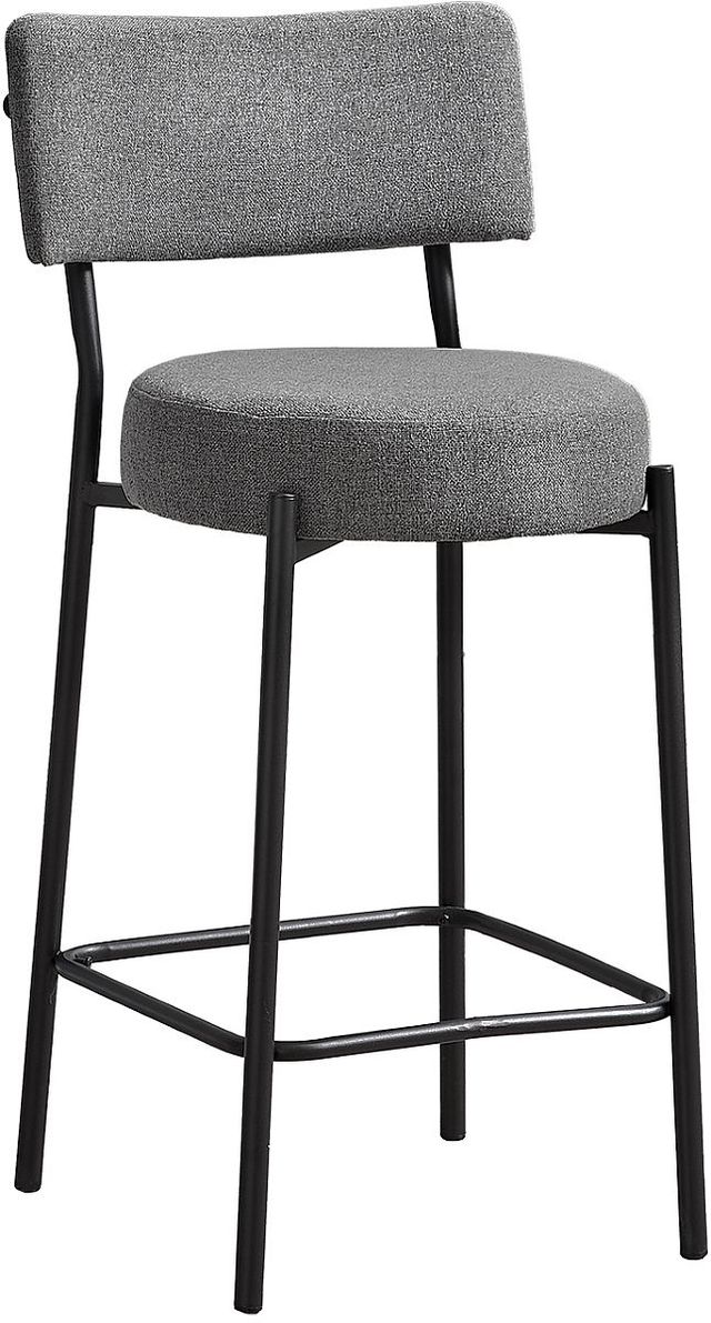 Monarch Specialties Inc. 2-Piece Black/Grey 37" Upholstered Counter Height Barstools Set-0
