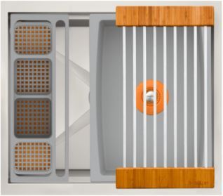 The Galley® Natural Golden Bamboo / Exclusive Gray Resin+ Ideal WashStation™ 2C with Four Tool Wash Kit-0