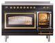 Ilve® Nostalgie II Noblesse 48'' Glossy Black Pro Style Induction Range with Brass Trim-4