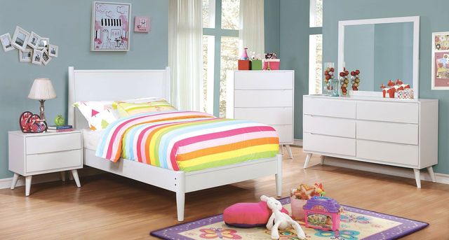 Furniture of America® Lennart 4-Pieces White Queen Bedroom Set-0