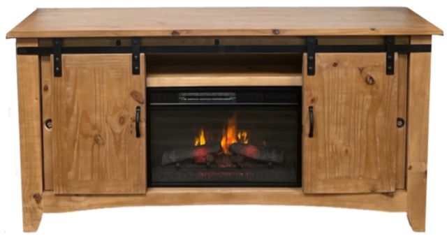 Million Dollar Rustic Brown Native Media Console Fireplace-0