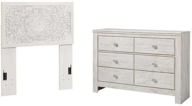 Signature Design by Ashley® Paxberry 2-Piece Whitewash Twin Panel Headboard Set-0