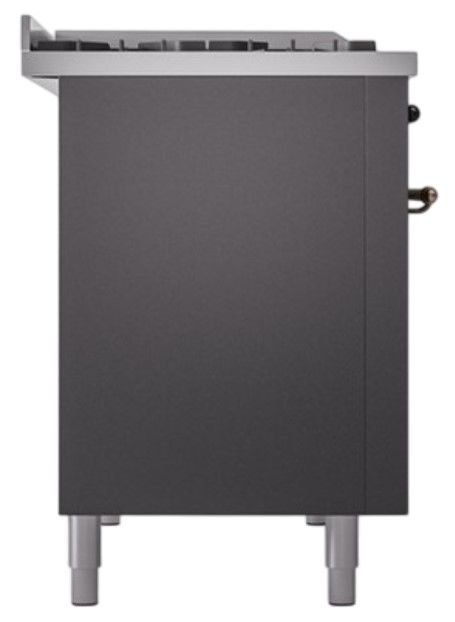 Ilve® Nostalgie II Noblesse 48'' Graphite Matte Pro Style Dual Fuel Range with Burnished Trim-2