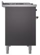Ilve® Nostalgie II Noblesse 48'' Graphite Matte Pro Style Dual Fuel Range with Burnished Trim-2