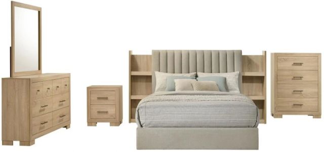 Coaster® Arielle 5-Piece Light Oak/Light Tan Eastern King Panel Bedroom Set-0