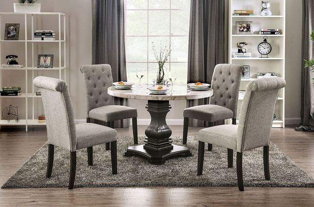 Furniture of America® 2-Piece Alfred Antique Black/Light Gray Side Chair Set-1