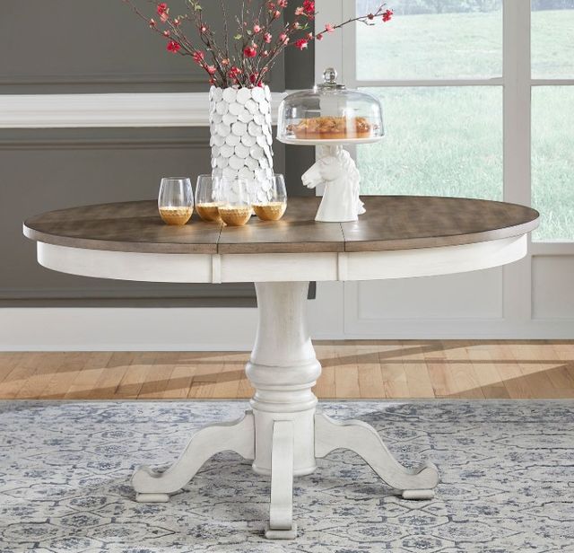 Liberty Furniture Ocean Isle Weathered Pine Dining Table with Antique White Base-1