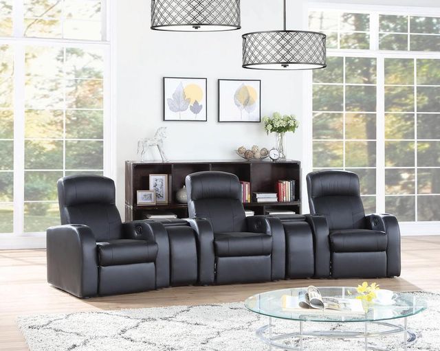 Coaster® Cyrus 5-Piece Black Home Theater Seating Set-1