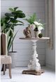 A & B Home Antique Natural Side Table with White Base-4