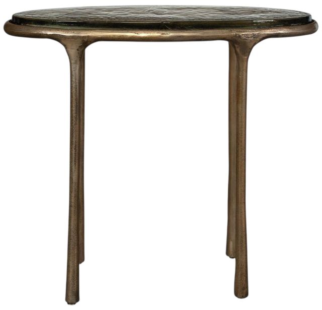 Uttermost® Ata Glass Top Oval Accent Table with Antique Brass Base-1