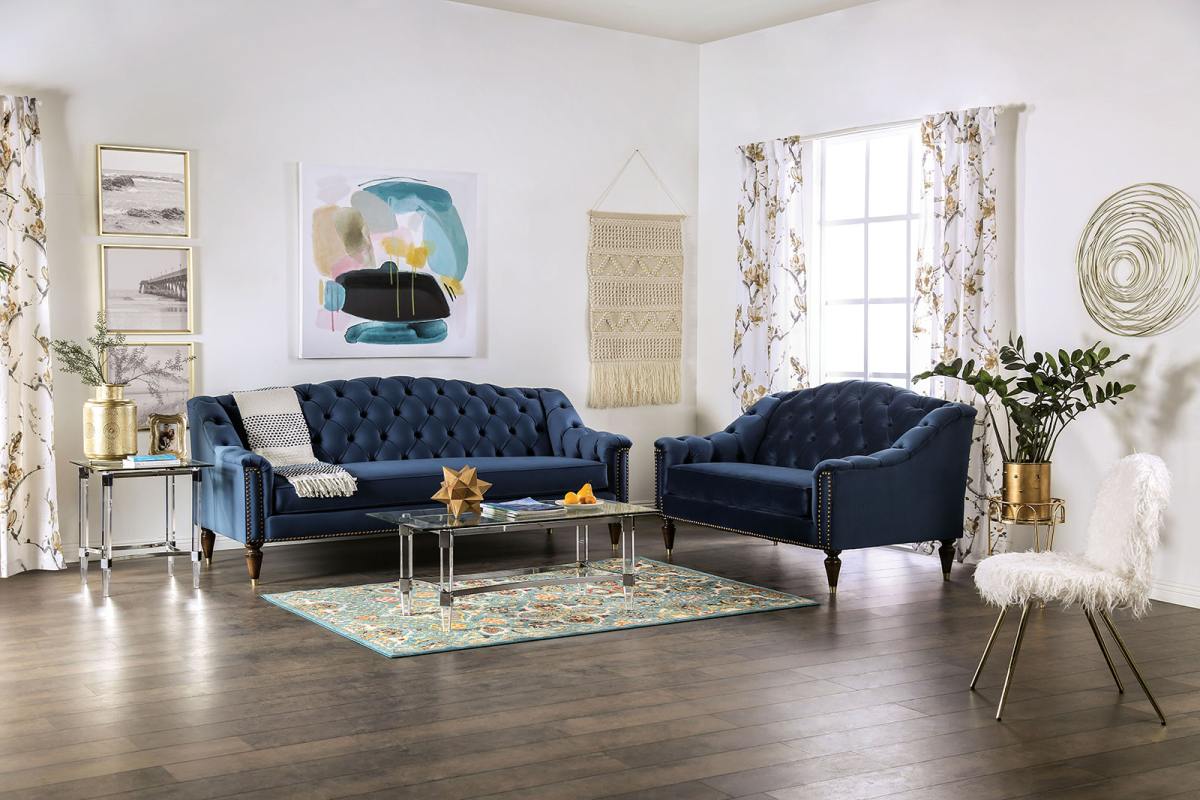 Furniture of America® Martinique 2-Piece Blue Sofa Set | Westside Furniture  | Taft, CA, image size:1200x800
