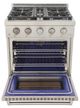 Kucht Professional KFX Series 30" Stainless Steel Pro Style Natural Gas Range with Light Blue Door and True Simmer Burners-3