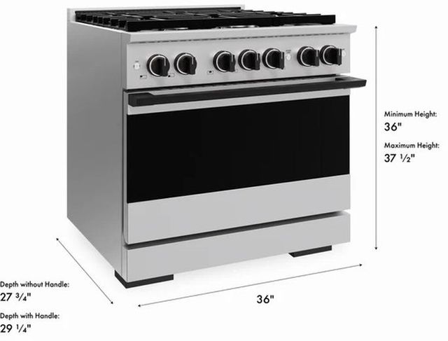 ZLINE Marino 36" Stainless Steel Pro Style Gas Range with Matte Black Accents-2