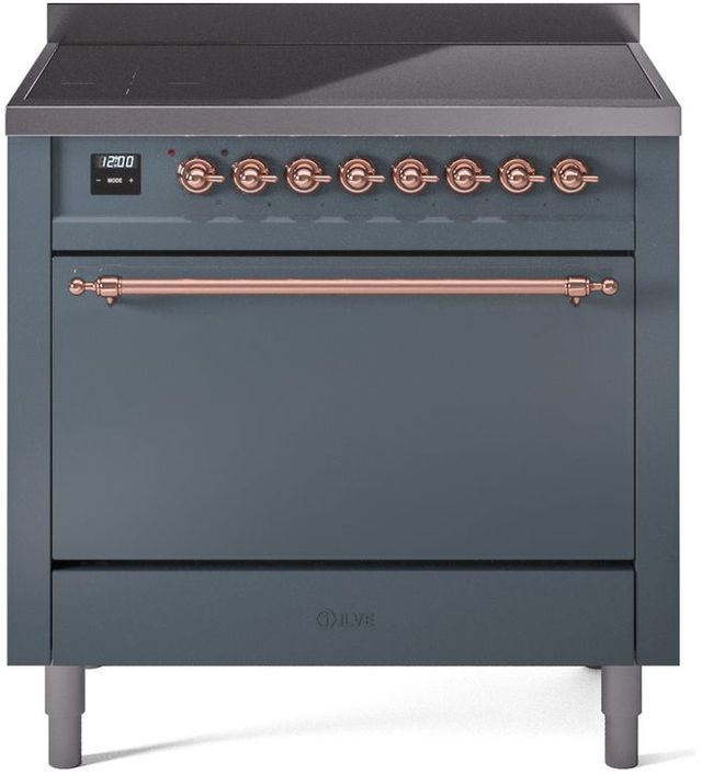 Ilve® Nostalgie II Series 36" Blue Grey Pro Style Induction Range-0