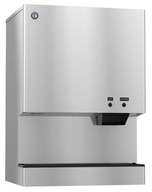 Hoshizaki 34" 782 lb. Stainless Steel Water-Cooled Icemaker and Water Dispenser with Built In Storage Bin -0
