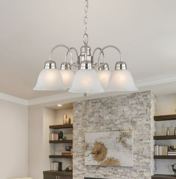 YHD Manzanita Satin Nickel/White 5-Light Chandelier-1