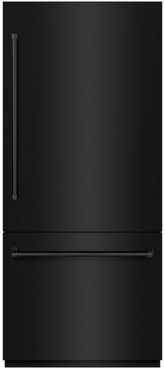 ZLINE 36" 19.8 Cu. Ft. Black Stainless Steel Built-In Bottom Freezer Refrigerator with Water Dispenser, Ice Maker, and Graphite Gray Interior