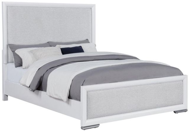 Coaster® Gracemont Gray/White Queen Upholstered Panel Bed-0