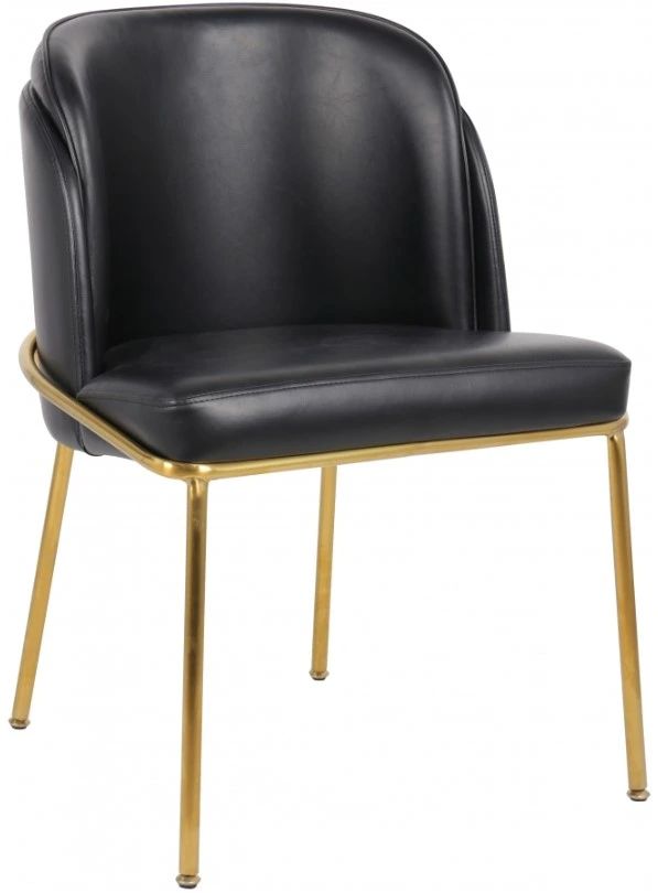 Meridian Furniture Jagger Black/Gold Vegan Leather Dining Side Chair-0