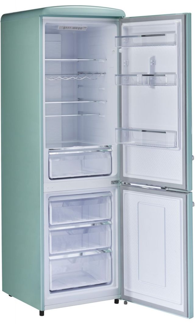 Unique® Appliances Classic Retro 12 Cu. Ft. Ocean Mist Turquoise Counter Depth Bottom Freezer Refrigerator-2