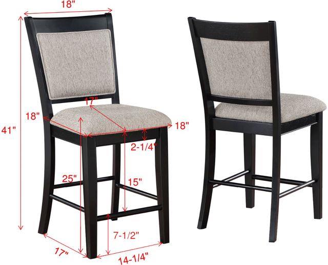 Crown Mark Fulton 2-Piece Black/Light Gray Counter Height Chair Set-2