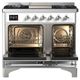 Ilve® Majestic III 40" White Pro Style Dual Fuel Liquid Propane Range with Triple Glass Door and Chrome Trim-1