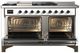 Ilve® Majestic III 60" White Pro Style Dual Fuel Natural Gas Range with French Top and Burnished Trim-1
