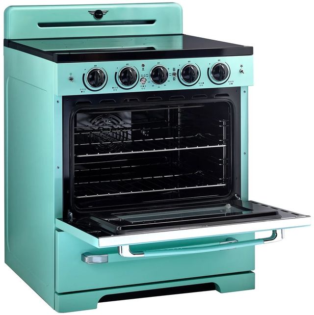 Unique® Appliances Classic Retro 30" Ocean Mist Turquoise Slide In Induction Range-3