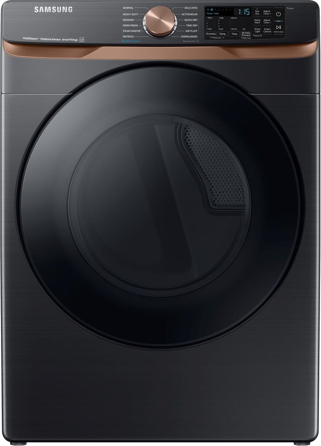 Samsung 7.5 Cu. Ft. Smart Brushed Black Front Load Gas Dryer with Steam Sanitize+ and Sensor Dry-0