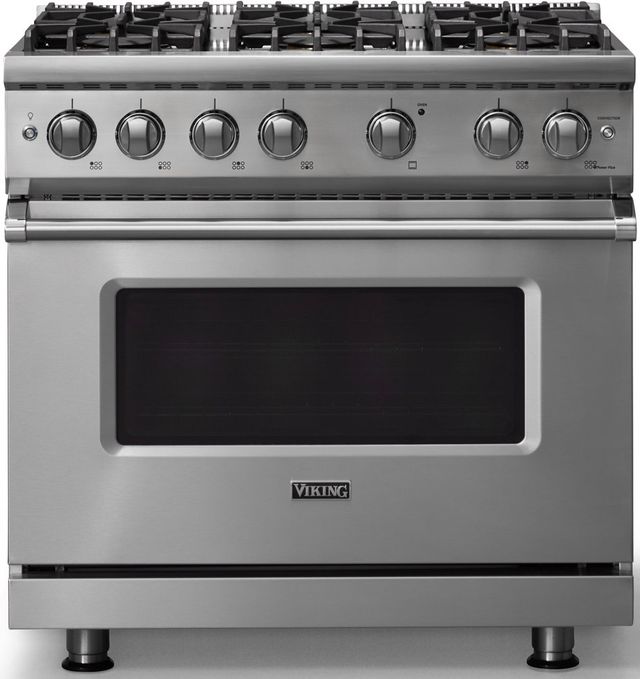 Viking® 5 Series 36" Stainless Steel Pro Style Gas (NG) Range with Polished Chrome Trim-0