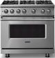 Viking® 5 Series 36" Stainless Steel Pro Style Gas (NG) Range with Polished Chrome Trim-0