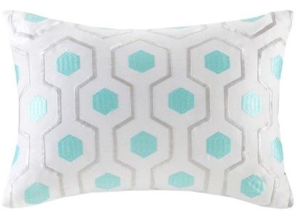 Olliix by Intelligent Design Toren Aqua Full Embroidered Comforter and Sheet Set-2