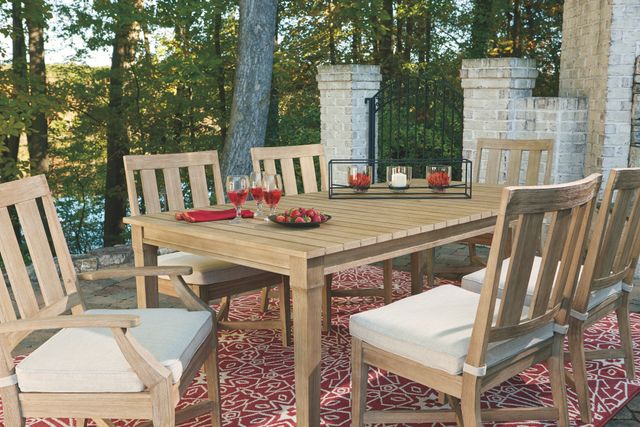 Signature Design by Ashley® Clare View Beige Outdoor Dining Table with Umbrella Option-4