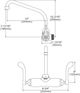 Elkay Chrome Foodservice 3-8" Adjustable Centers Wall Mount Faucet with 10" High Arc and Spout 6" Wristblade Handles-1
