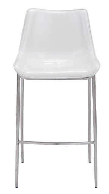Zuo® Modern Magnus Silver/White Bar Chair-0