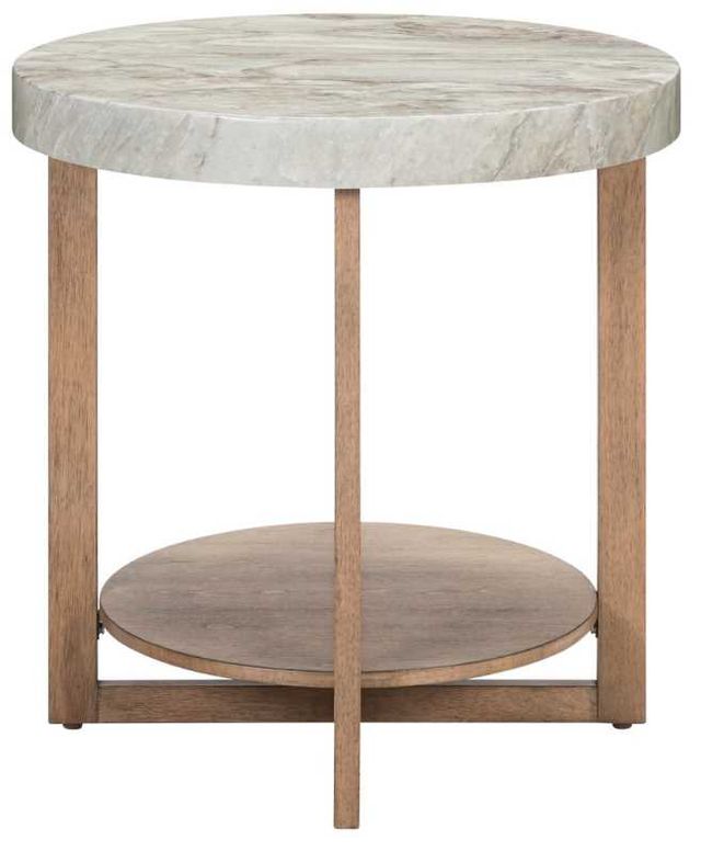 Liberty Furniture Danby Alabaster End Table with Nutmeg Base-3