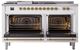 Ilve® Nostalgie II Noblesse 60'' Custom RAL Color Pro Style Dual Fuel Range with Brass Trim-2