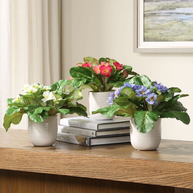 Uttermost® Trilogy Primrose 3-Piece Green/White Accents in Vases Set-1