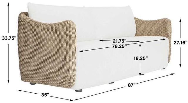 Uttermost® Sunset Oatmeal/Oyster White Fabric/Wicker Outdoor Sofa-4
