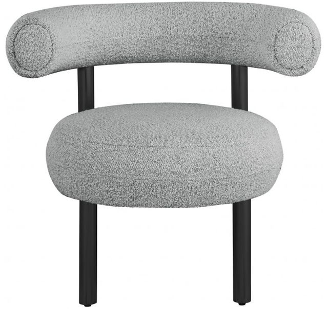 Meridian Furniture Bordeaux Grey/Matte Black Boucle Fabric Accent Chair-2